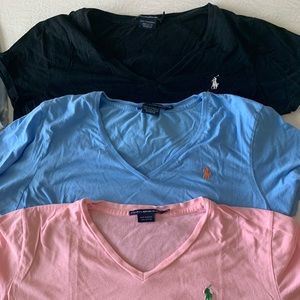 3 Ralph Lauren Polo v-neck t-shirts XL women's